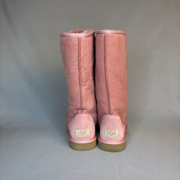 Womens UGG Boots Classic Tall or Fold Over Pink Suede Wool Sz 6 fits 7 RARE! - Picture 10 of 16